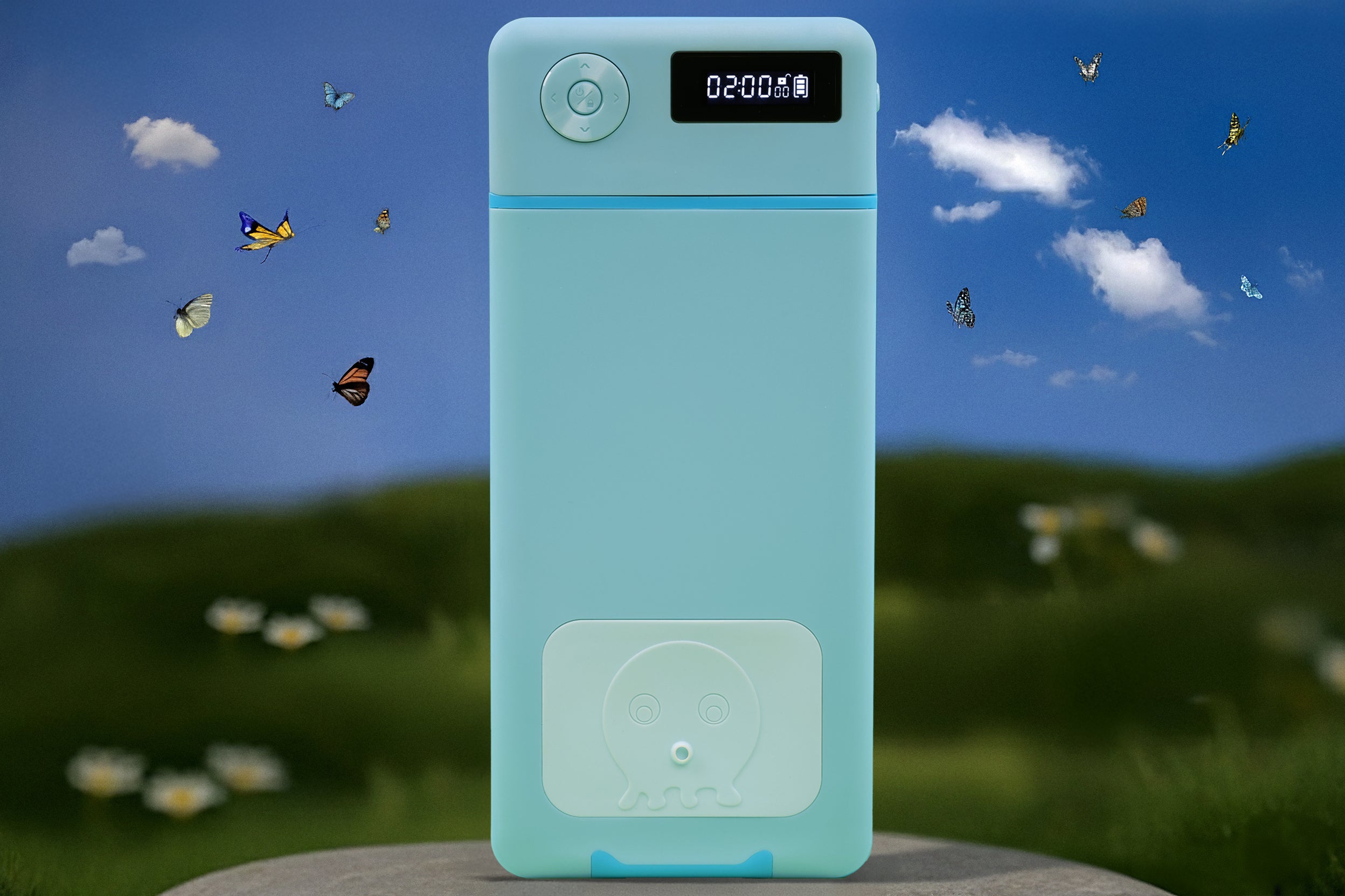 Låseboks til mobil – blå med blekksprut