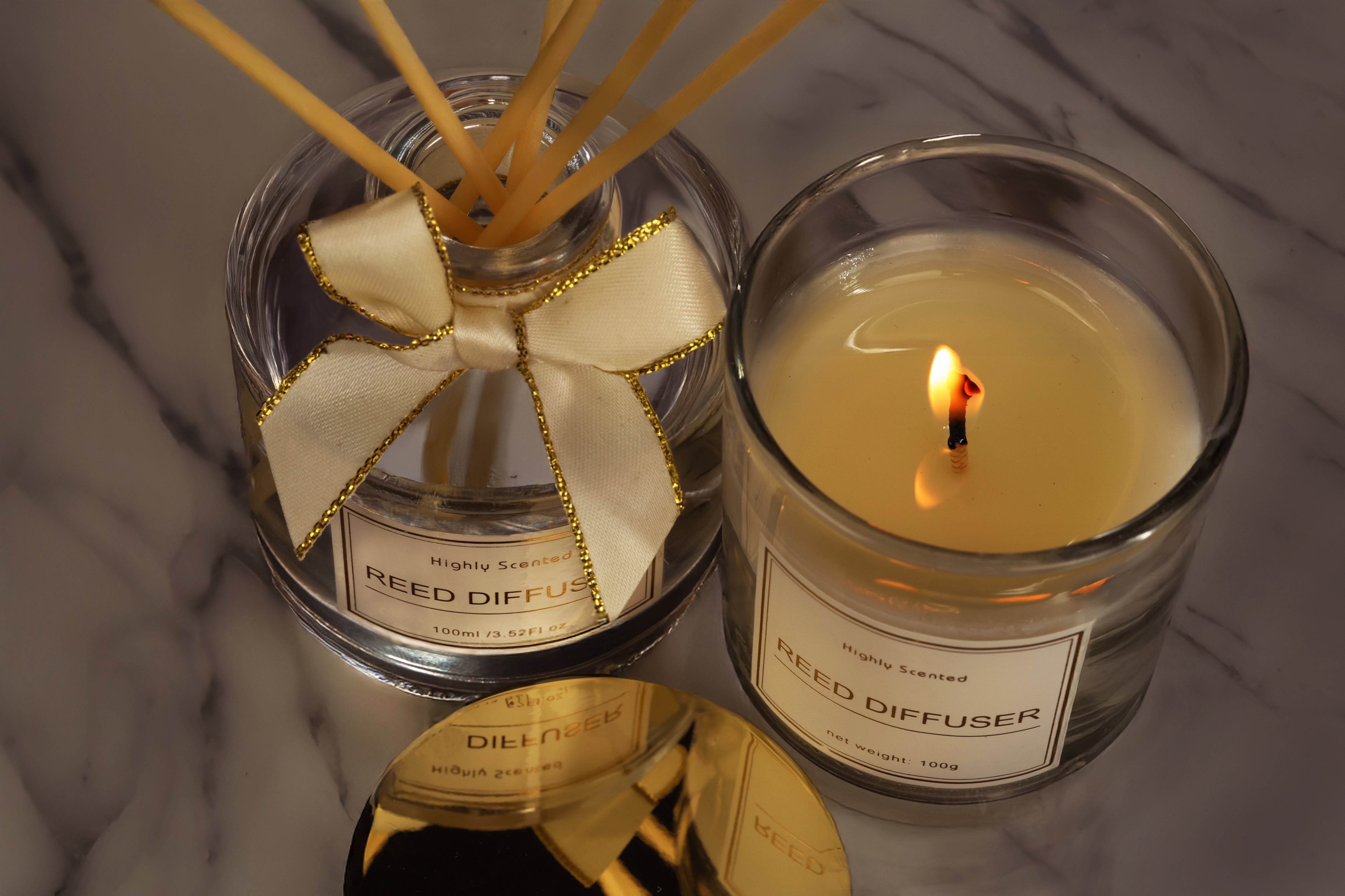 Gavesett: Reed diffuser og duftlys