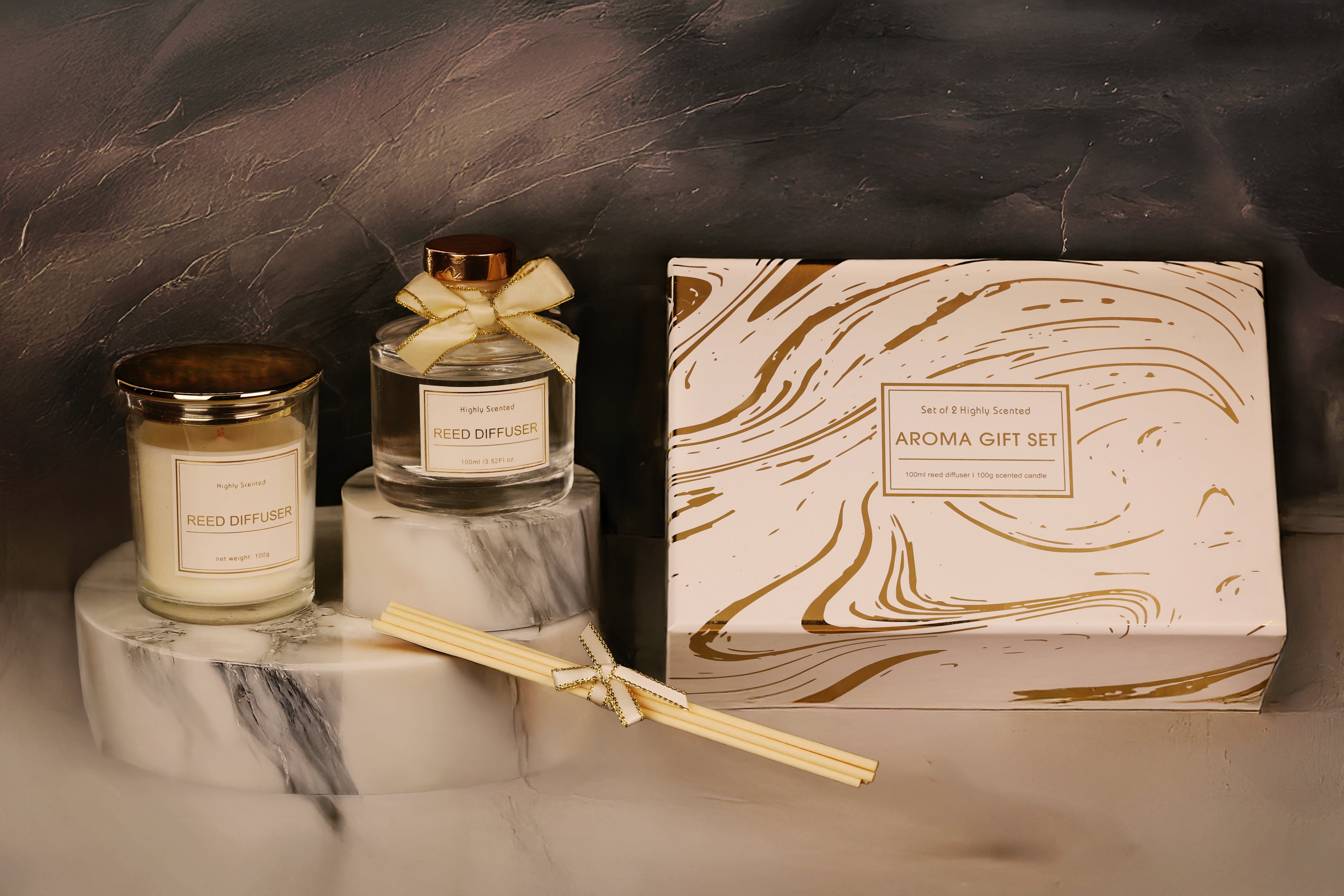 Gavesett: Reed diffuser og duftlys