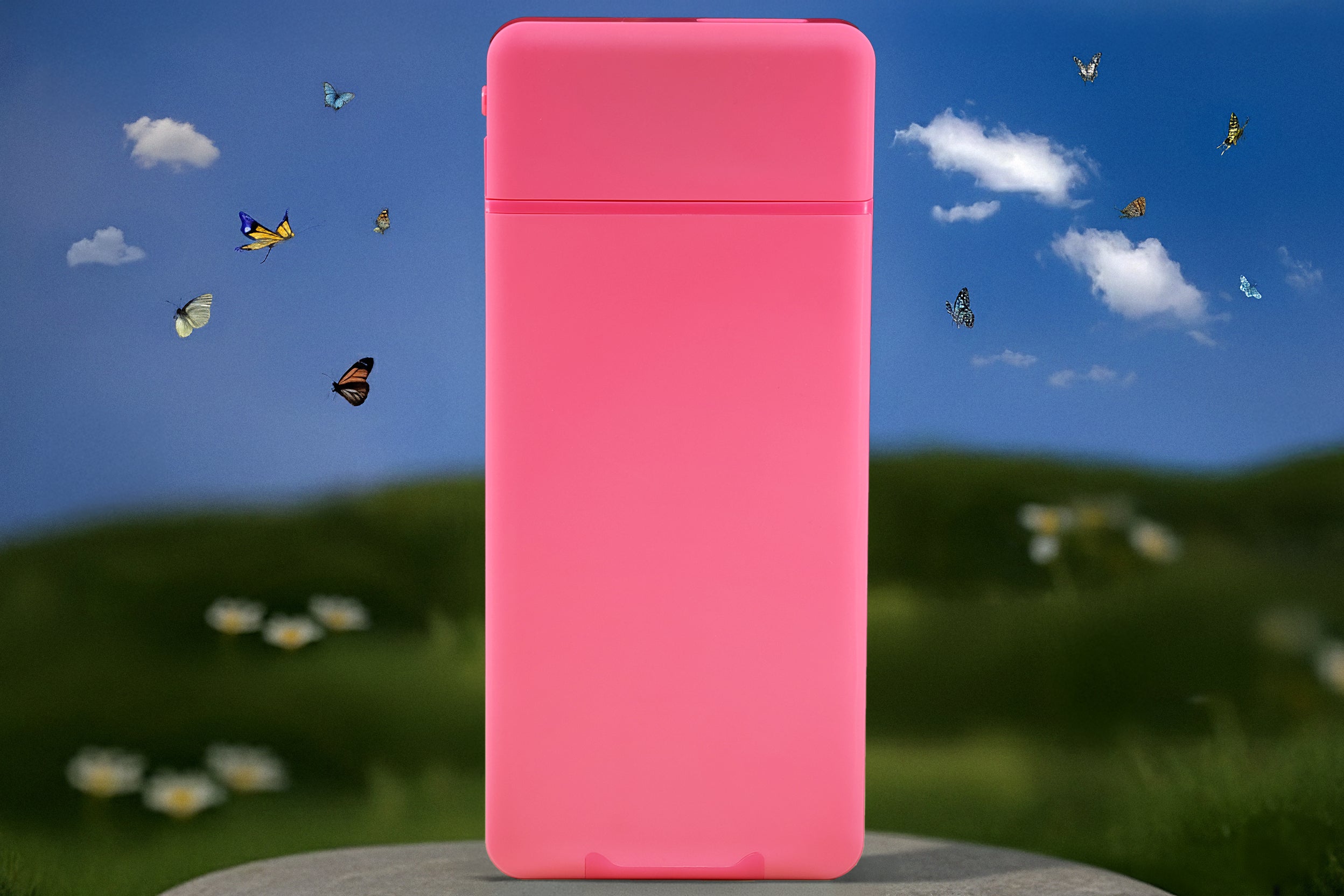 Låseboks til mobil – rosa med blomster